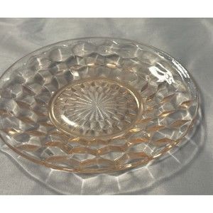 vintage light pink Jeanette Cubist depression glass dessert plate 6" diameter